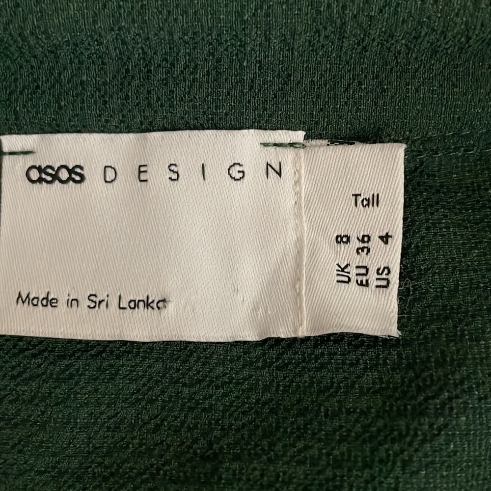 Asos Design Green Half Button Down Babydoll Dress size 4 tall - Picture 12 of 14